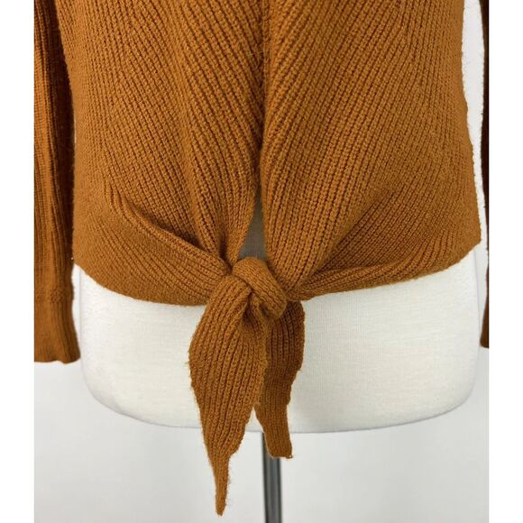 Anthropologie Moth Freeport Tie Front Sweater Sz XS Rust Plunge Neck Long Sleeve - Picture 7 of 14